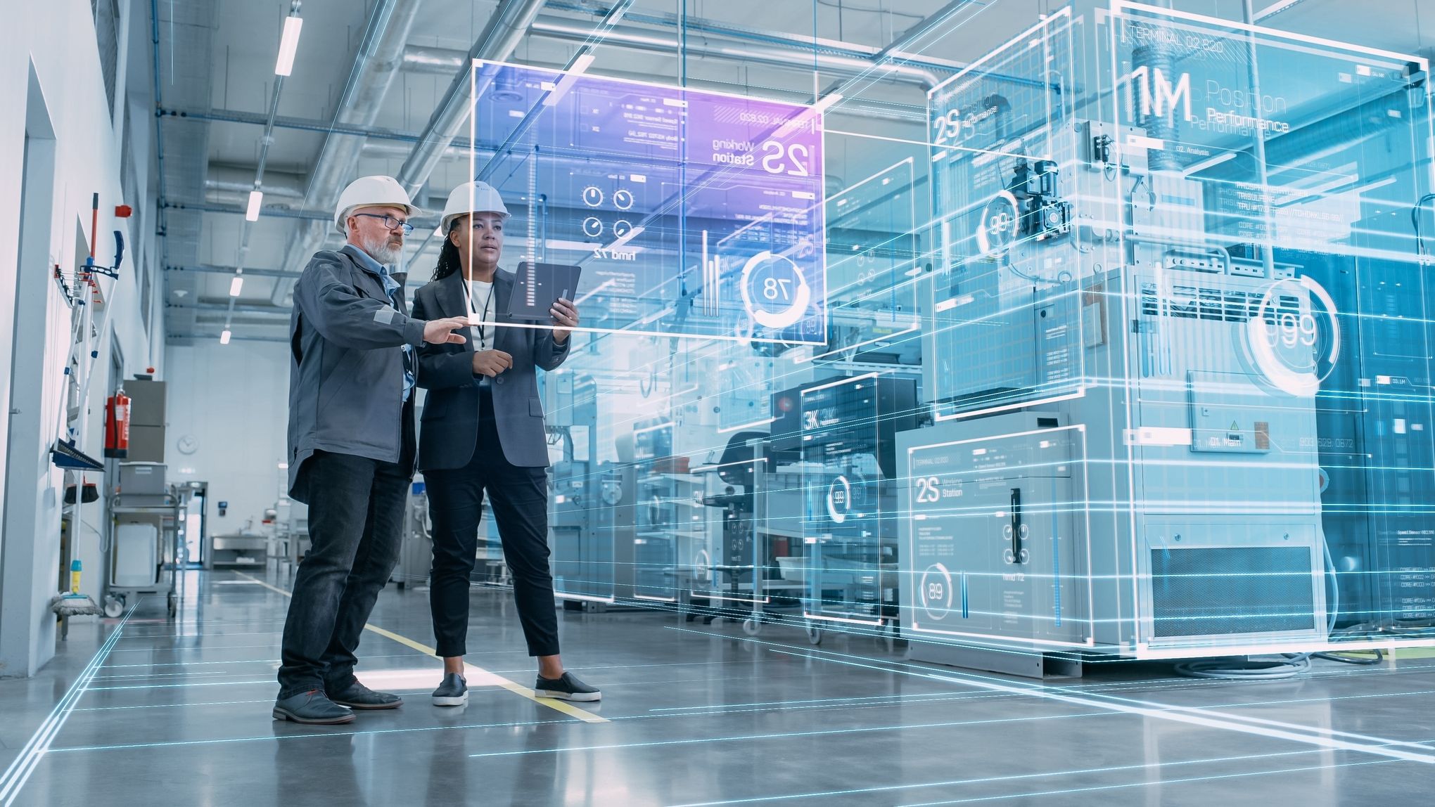 Smart manufacturing team using AI to improve factory operations